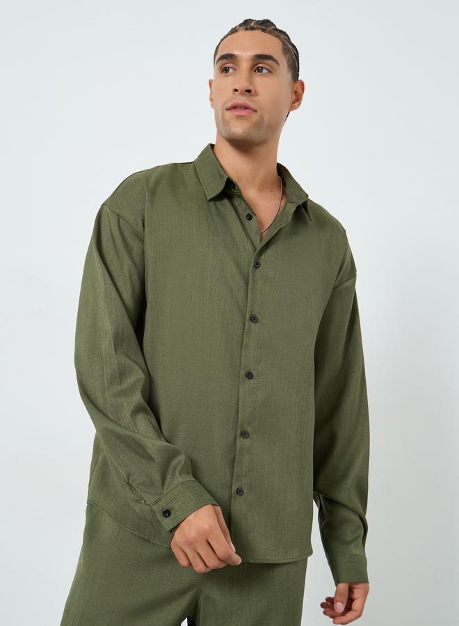 Take Two Men Green Solid Button Front Shirt and Pants Co-Ords - Image 2